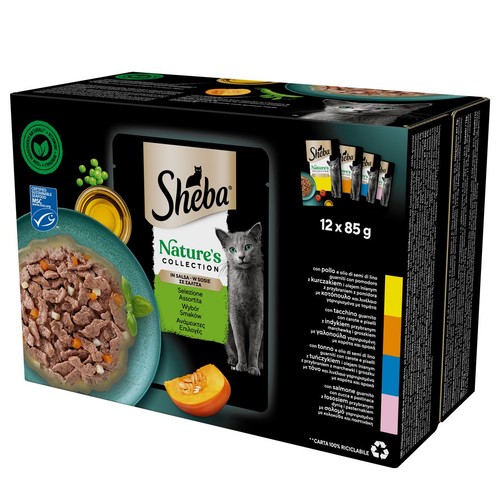 Karma mokra dla kotów Wybór Smaków Sheba 12 x 85 g