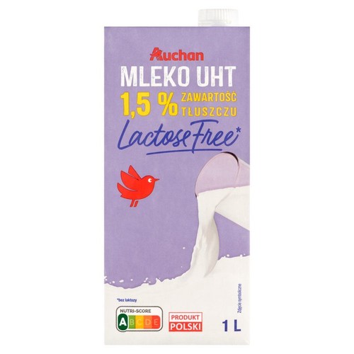 Mleko UHT 1.5% bez laktozy Auchan 1 l