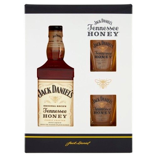 Whiskey Tennessee Honey + 2 szklanki  Jack Daniels 700 ml