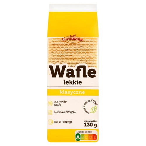 Wafle lekkie. Produkt zawiera substancje słodzące EuroWafel 130 g