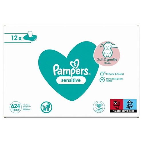 Chusteczki nawilżane dla wrażliwej skóry Pampers 12 x 52 sztuki