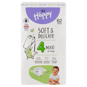 Pieluszki Maxi 4  8-14 kg Bella Baby Happy 62 sztuki