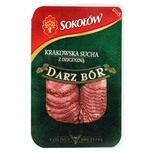 Kiełbasa krakowska z dziczyzną plastry Sokołów 100 g