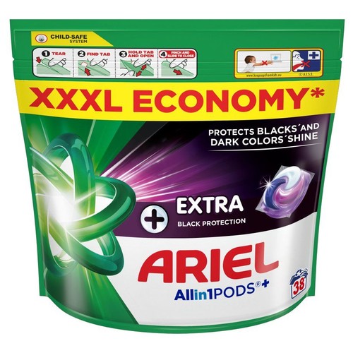 Kapsułki do prania czarnych tkanin + Extra Black Protection Ariel 38 kapsułek