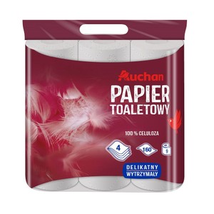 Papier toaletowy 4 warstwowy Auchan 9 rolek