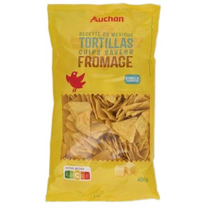 Nachosy bezglutenowe kukurydziane o smaku sera Auchan 400 g