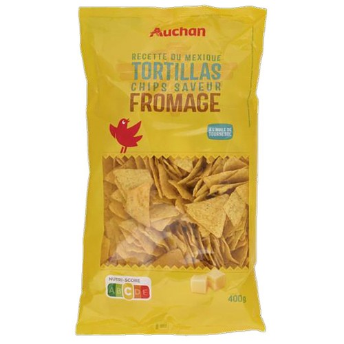 Nachosy bezglutenowe kukurydziane o smaku sera Auchan 400 g