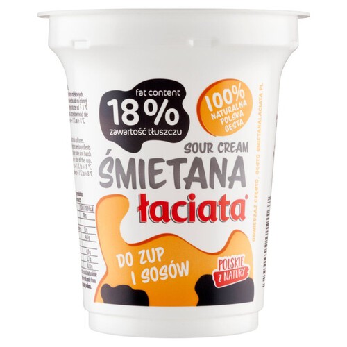 Śmietana zawartość tłuszczu 18% Łaciata 330 g