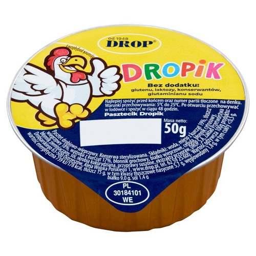 Pasztecik Dropik marki DROP, 50g. Produkt bez dodatku glutenu, laktozy i konserwantów.