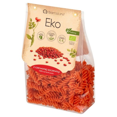 BIO Makaron z czerwonej soczewicy świderek Bartolini 250 g