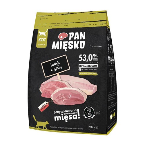 Karma sucha dla kota indyk z gęsią Pan Mięsko 400 g