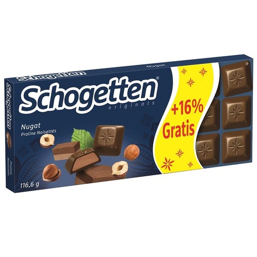 Czekolada mleczna z nadzieniem nugatowym Schogetten 116 g