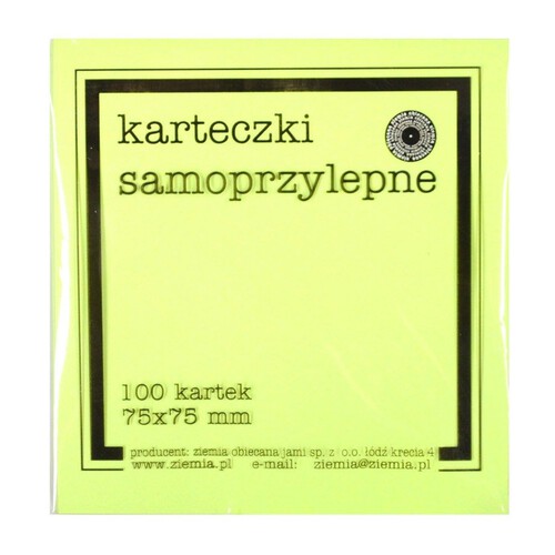 Karteczki samoprzylepne zieleń FLUO Ziemia Obiecana 100 sztuk