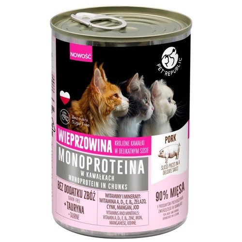 Karma mokra dla kotów monoproteinowa z wieprzowiną Pet Republic 400 g