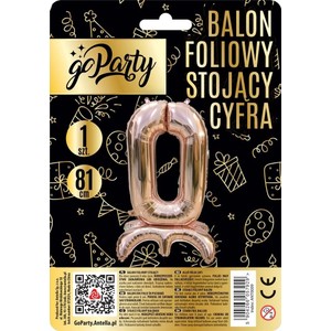 Balon foliowy stojący cyfra 0  GoParty 1 sztuka