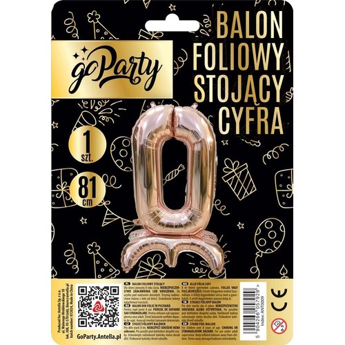 Balon foliowy stojący cyfra 0  GoParty 1 sztuka