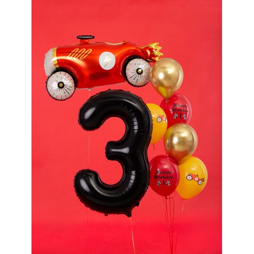Balon foliowy Cyfra '3' 86cm czarny (1 op. / 1 szt.) PartyDeco 1 sztuka