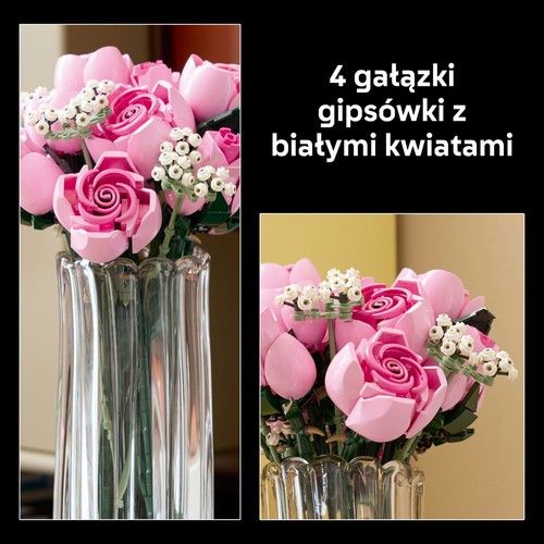 Dekoracyjny bukiet Botanicals Bukiet różowych róż 10374 LEGO 1 sztuka