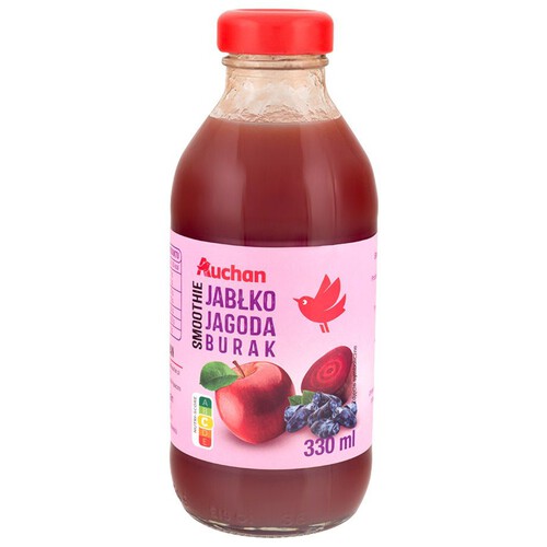 Smoothie jabłko-jagoda-burak Auchan 330 ml