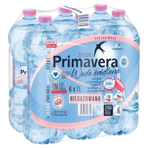 Woda źródlana niegazowana Primavera 6 x 1 l