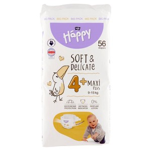 Pieluszki Maxi+ 4+ 9-15 kg Bella Baby Happy 56 sztuk