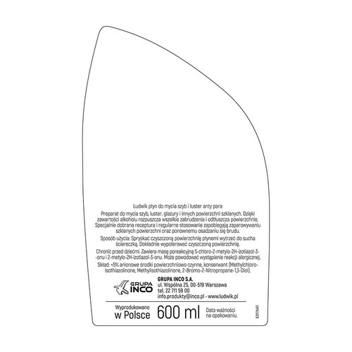 Płyn do mycia szyb i luster Anty Para Ludwik 600 ml