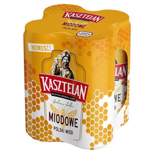 Piwo jasne z dodatkiem miodu Polski Miód alk. 4,8% obj. Kasztelan 4 x 500 ml
