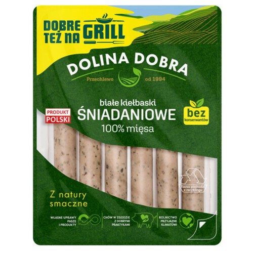 Białe kiełbaski śniadaniowe 100% mięsa Dolina Dobra 200 g