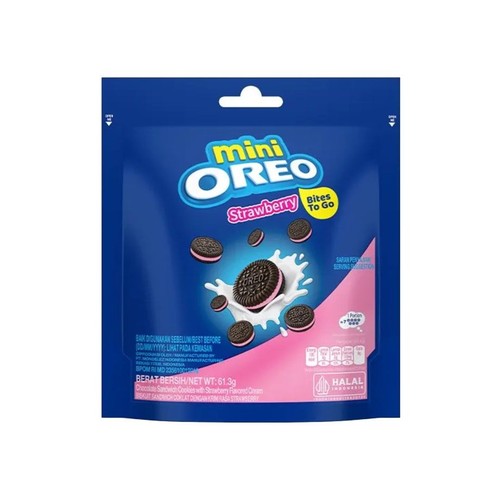 Ciastka kakaowe mini z nadzieniem o smaku truskawkowym Oreo 61,3 g