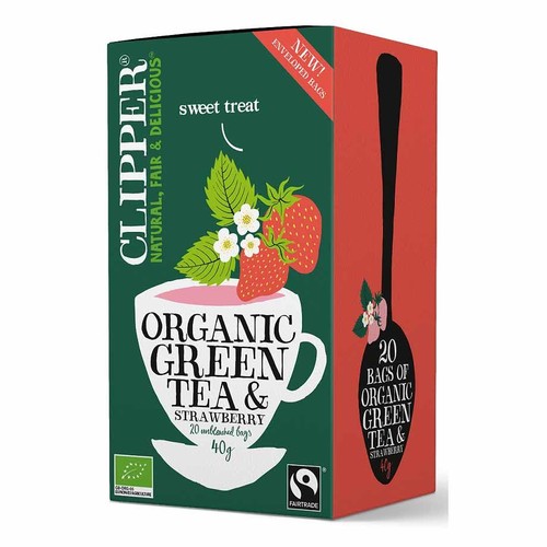 BIO Herbata zielona z truskawką Clipper 20 torebek