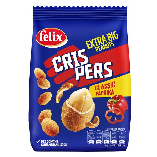 CrisPers Orzeszki w skorupce o smaku paprykowym Felix 125 g