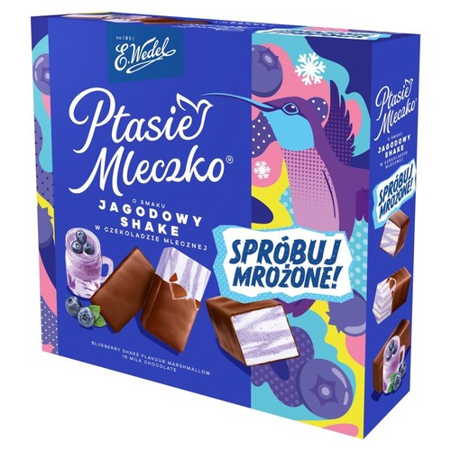 Ptasie mleczko o smaku jagodowy shake E.Wedel 340 g