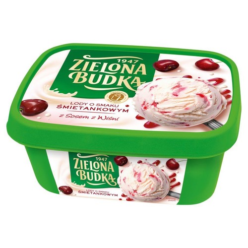 Lody o smaku śmietankowym z sosem z wiśni Zielona Budka 1 l