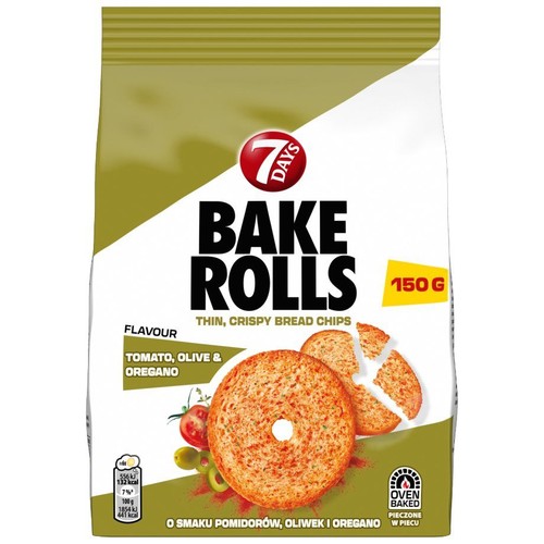 Bake Rolls o smaku pomidorów, oliwek i oregano 7 Days 150 g