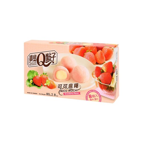 Ciasteczka ryżowe z nadzieniem z truskawkowym Mico Mochi   Q Brand 80 g