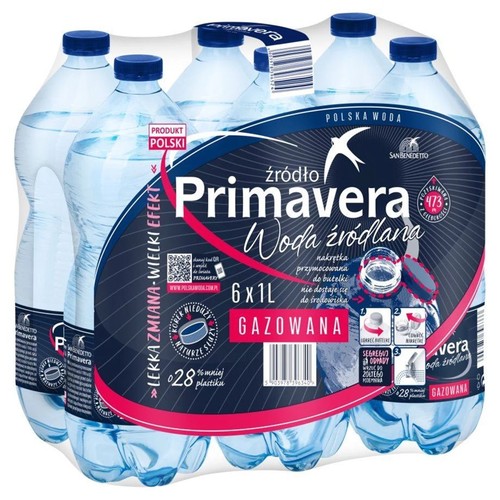 Woda źródlana gazowana Primavera 6 x 1l