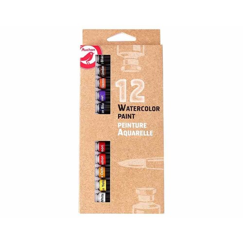 Farby akwarelowe akwarele 12 x 6 ml Auchan 12 sztuk