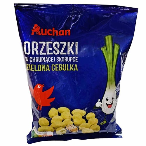 Orzeszki ziemne w skorupce o smaku zielonej cebulki Auchan 200 g