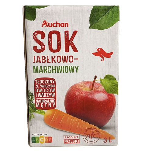 Sok jabłkowo - marchwiowy tłoczony Auchan 3 l