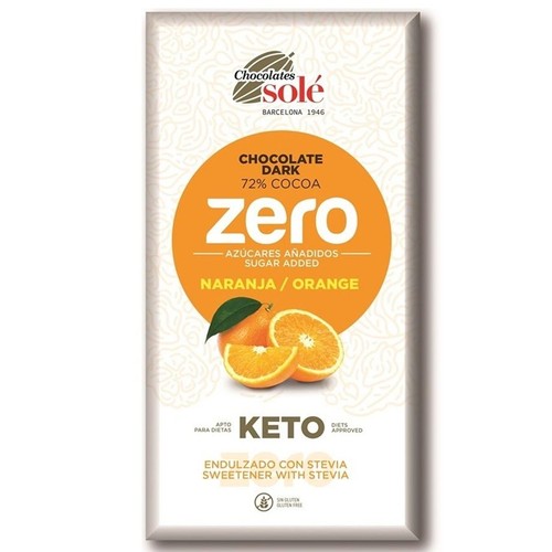 KETO Czekolada gorzka 72% bez dodatku cukru z pomarańczą   Sole 100 g