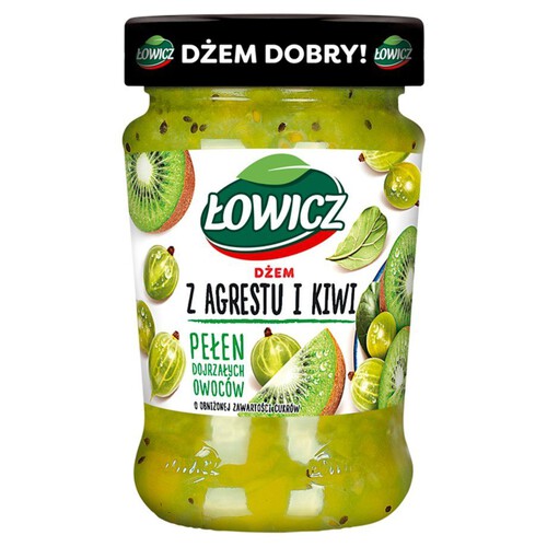 Dżem z agrestu i kiwi o obniżonej zawartości cukrów Łowicz 280 g