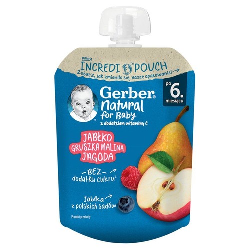 Mus jabłko malina gruszka jagoda po 6 miesiącu Gerber 80 g