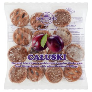Całuski Pierniki lukrowane z nadzieniem o smaku śliwkowym Kopernik 140 g