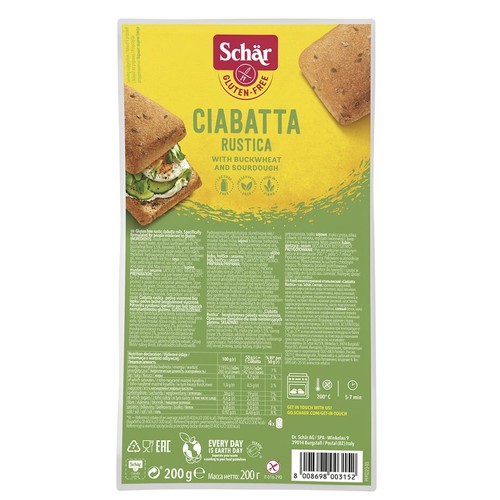 Ciabatta Rustica bezglutenowa Schär 200 g