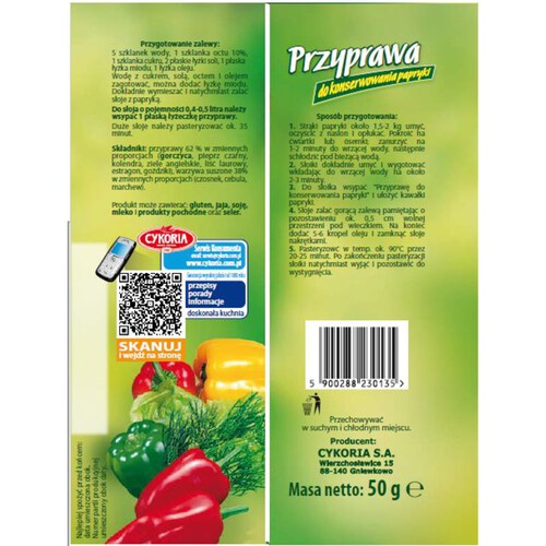 Przyprawa do konserwowania papryki Cykoria 50 g