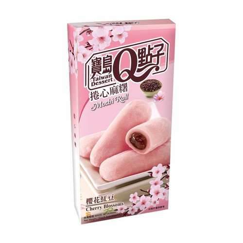 Ciasteczka ryżowe o smaku kwiatu wiśni Mochi Roll   Q Brand 150 g