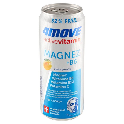 Active Vitamin gazowany napój o smaku grejpfruta i limonki  4Move 330 ml