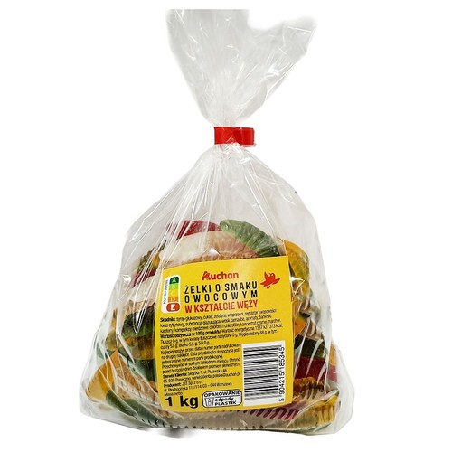 Żelki węże o smaku owocowym Auchan 1 kg