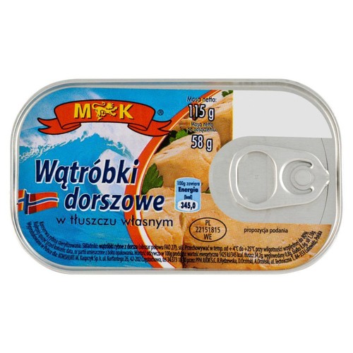 Wątróbki dorszowe w sosie własnym MK 115 g