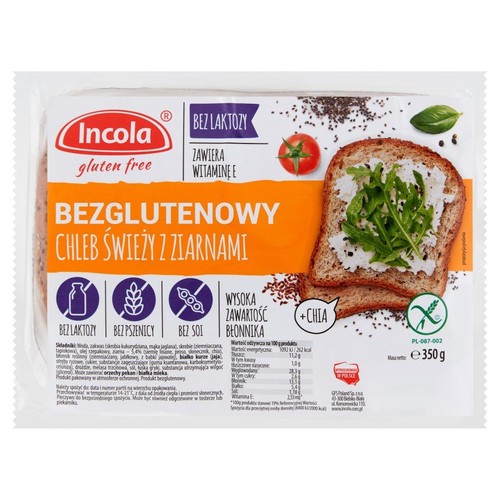 Chleb bezglutenowy z ziarnami Incola 350 g